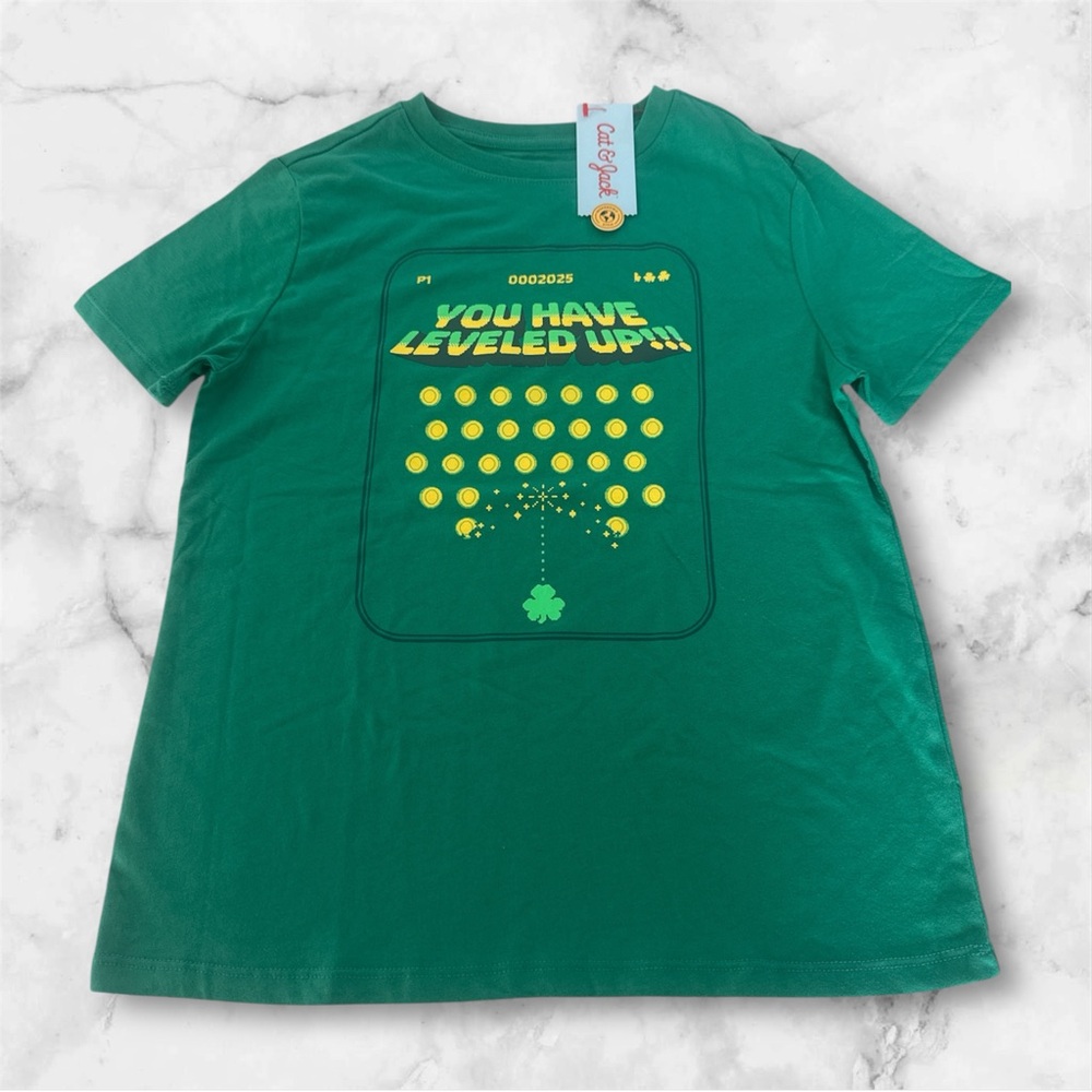Cat & Jack Green Kids Graphic T-Shirt L(10/12) NWT